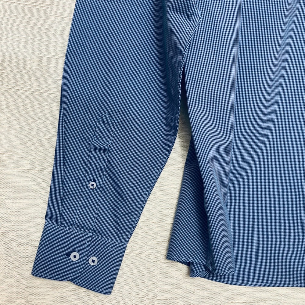UNTUCKit Button Down Mens XL Blue Excellent Slim Fit Wrinkle Free Micro Check - Picture 6 of 10